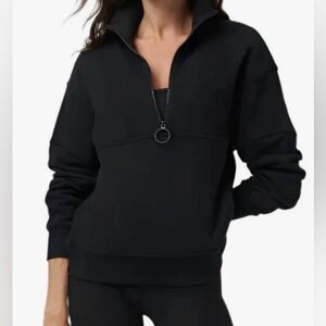 Vuori Sedona Cotton Blend Half-Zip Sweatshirt women’s Medium Black